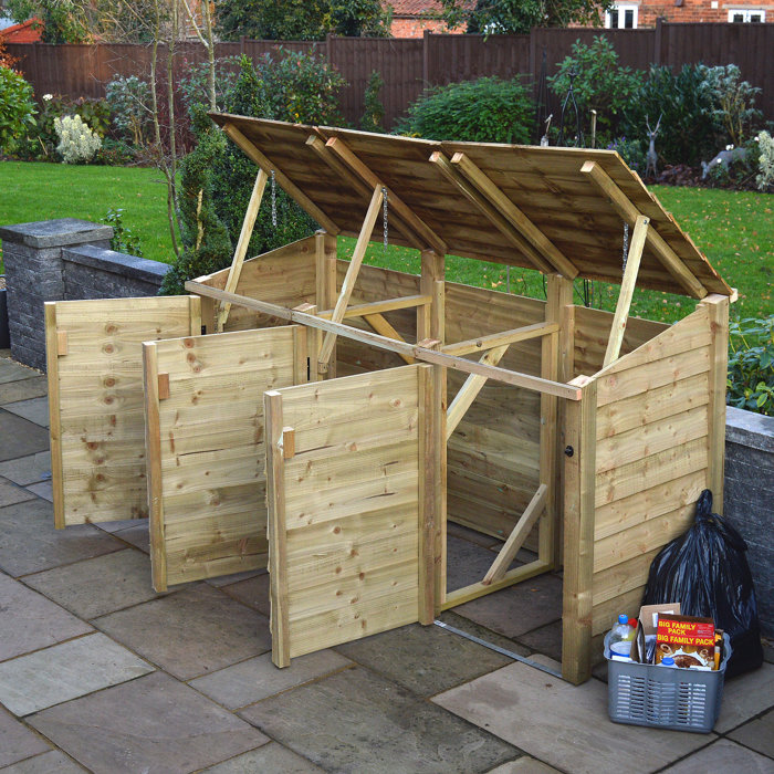 Dakota Fields Elizabethtown Wooden Triple Bin Store Wayfair.co.uk